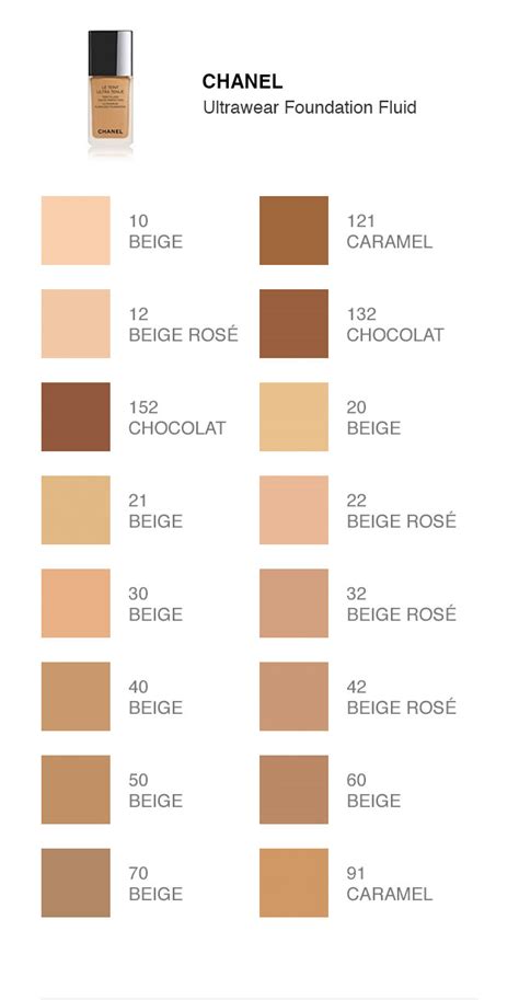 chanel foundation logo|Chanel foundation color shade chart.